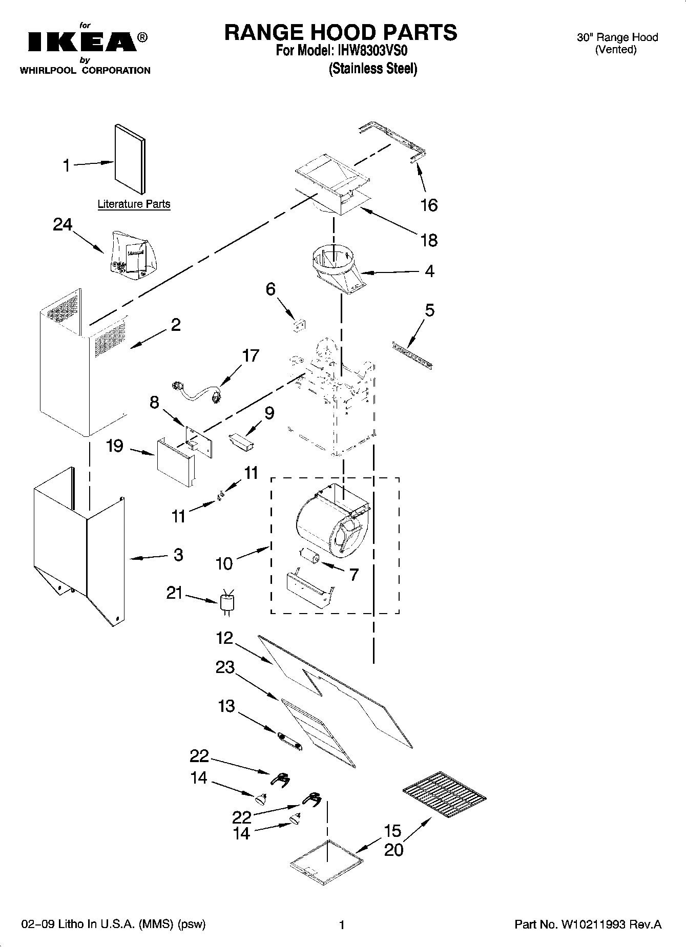 01 - RANGE HOOD PARTS