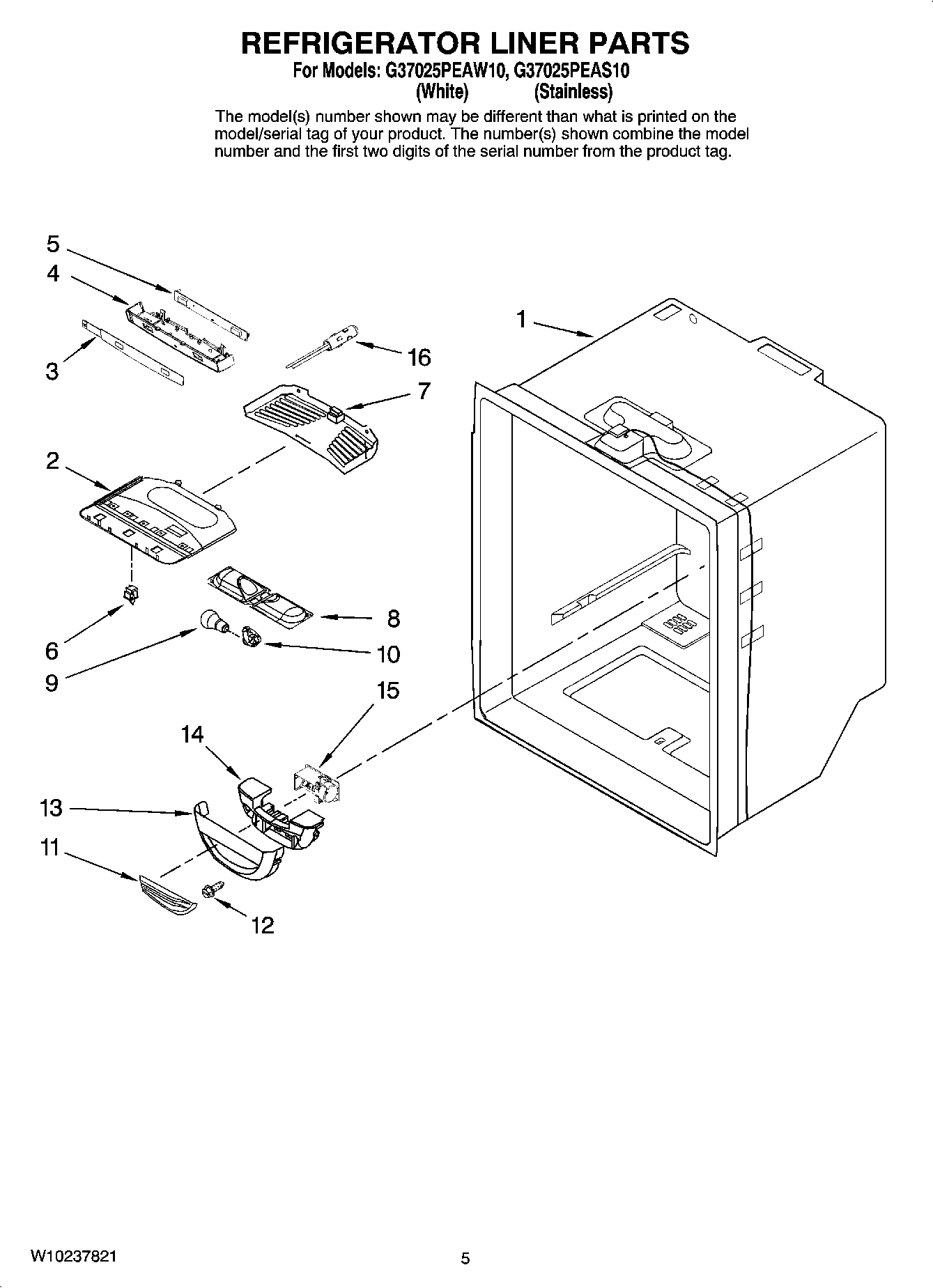 03 - REFRIGERATOR LINER PARTS