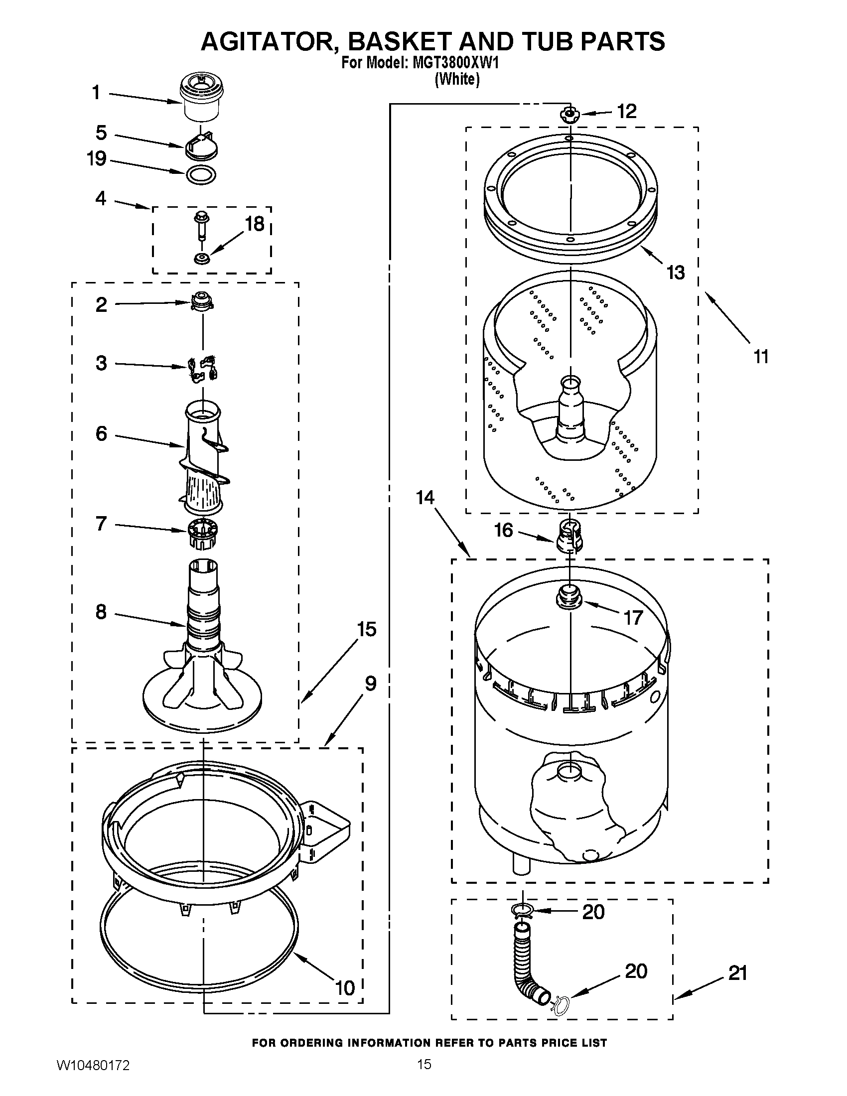10 - AGITATOR, BASKET AND TUB PARTS