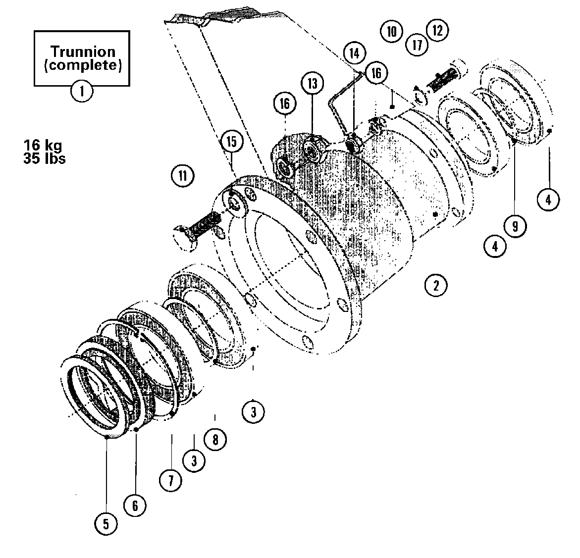 25 - BEARINGS & TRUNNION ASSEMBLY (SERIES 11)