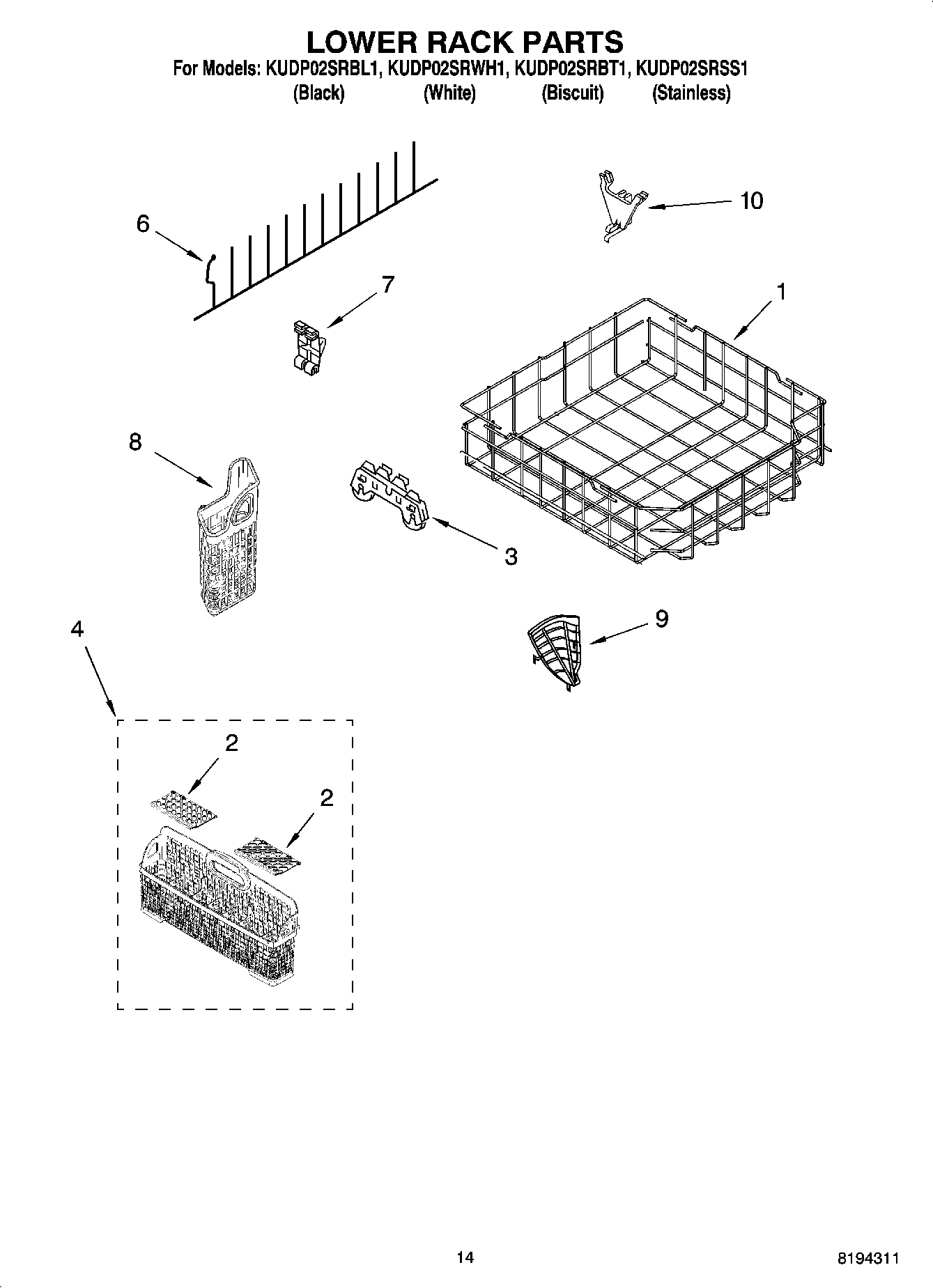 11 - LOWER RACK PARTS, OPTIONAL PARTS (NOT INCLUDED)