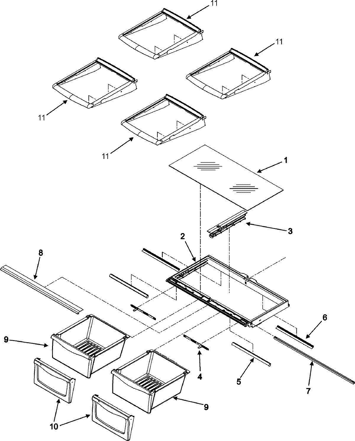 10 - SHELVES & CRISPER ASSEMBLY