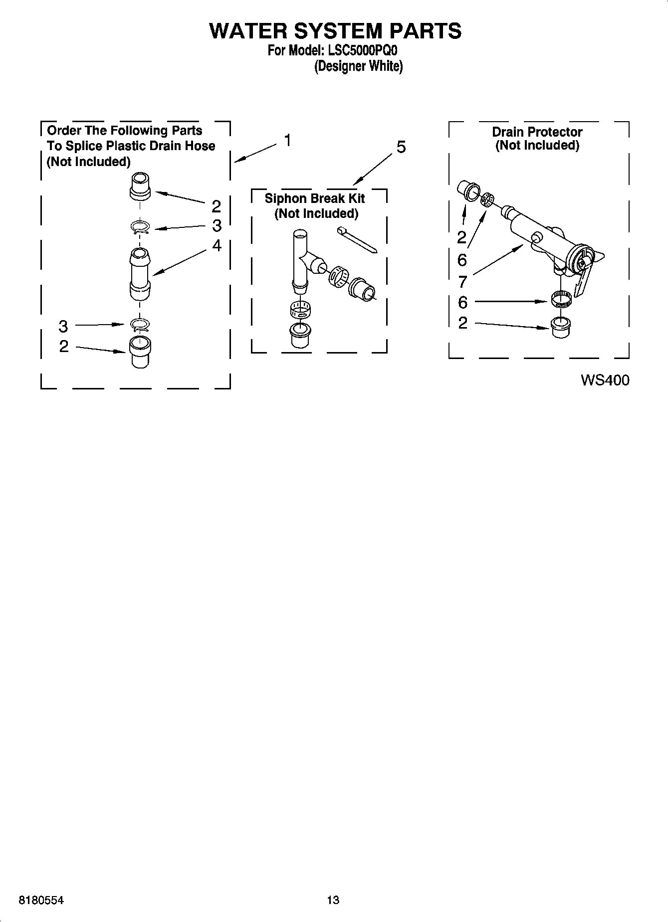 09 - WATER SYSTEM PARTS, MISCELLANEOUS PARTS, OPTIONAL PARTS (NOT INCLUDED)