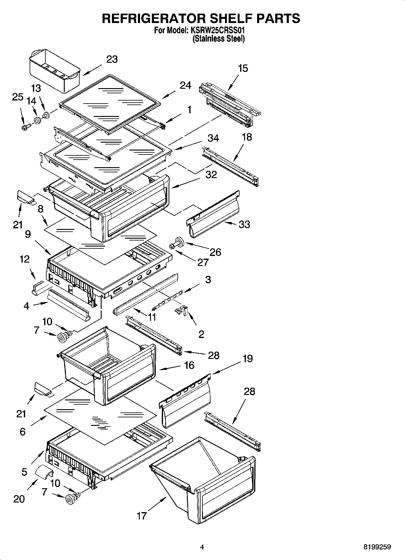 03 - REFRIGERATOR SHELF PARTS