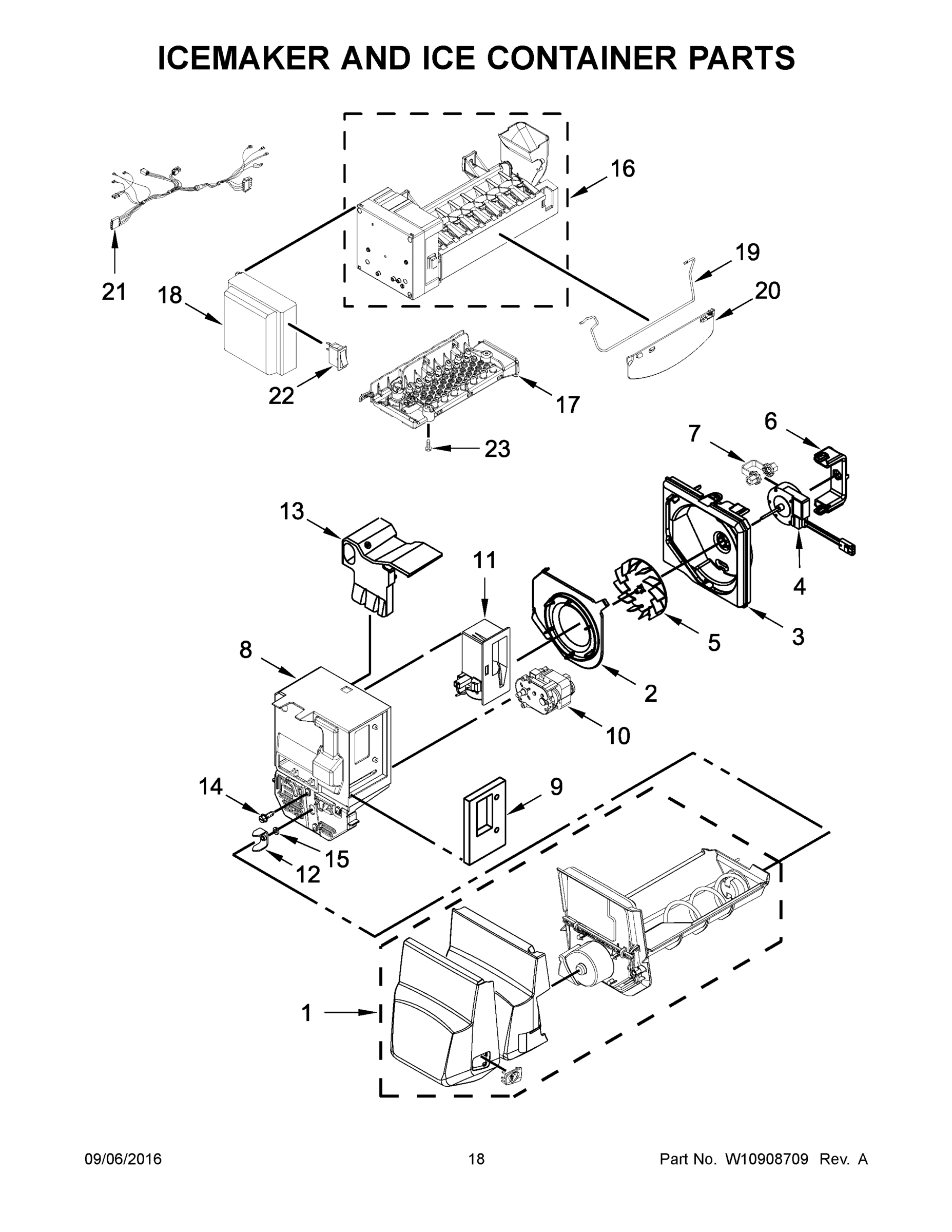 10 - ICEMAKER AND ICE CONTAINER PARTS