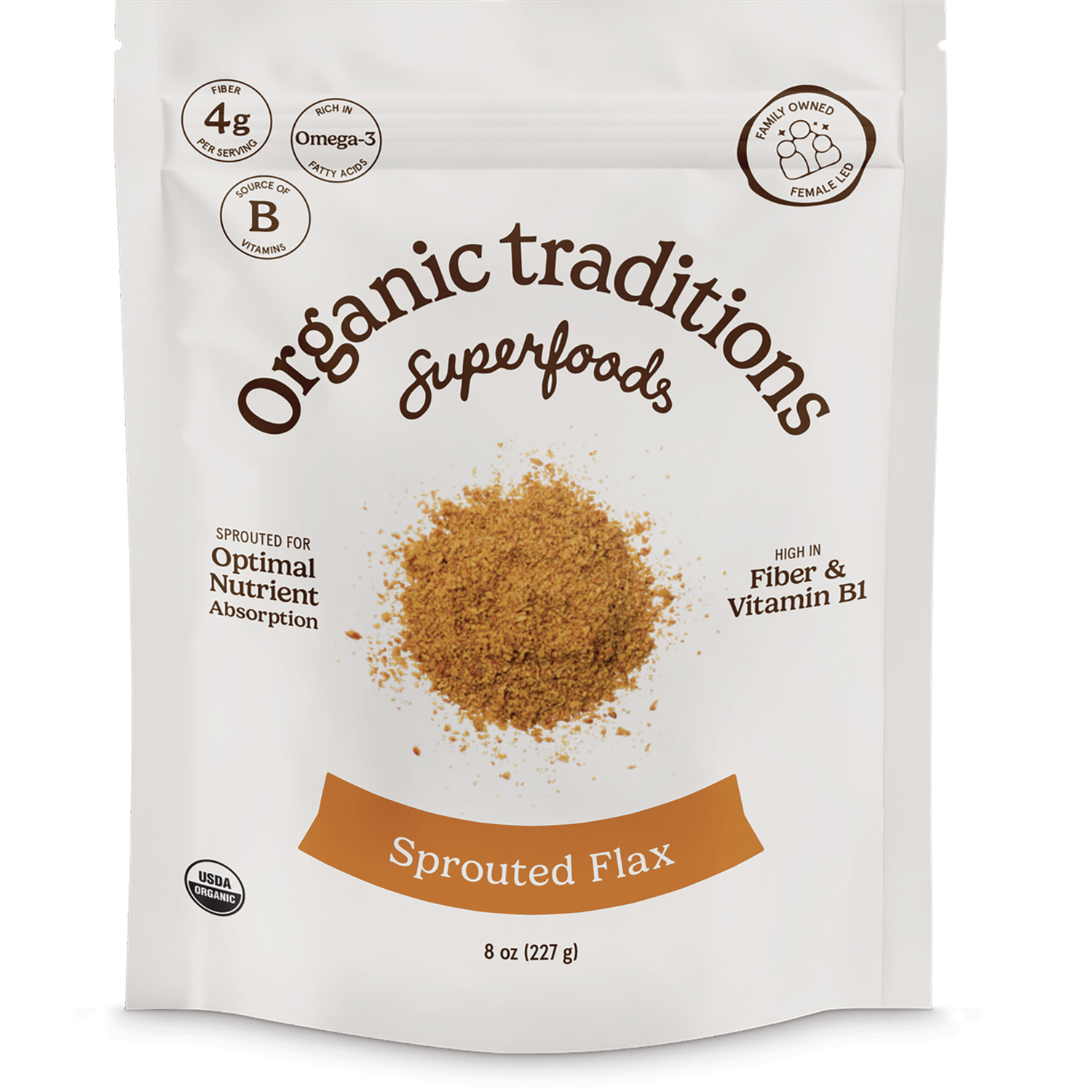 Organic Traditions, Superfoods, Sprouted Flax, 8 oz (227 g)