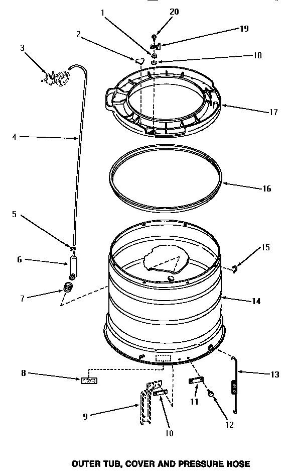 14 - OUTER TUB, COVER & PRESSURE HOSE
