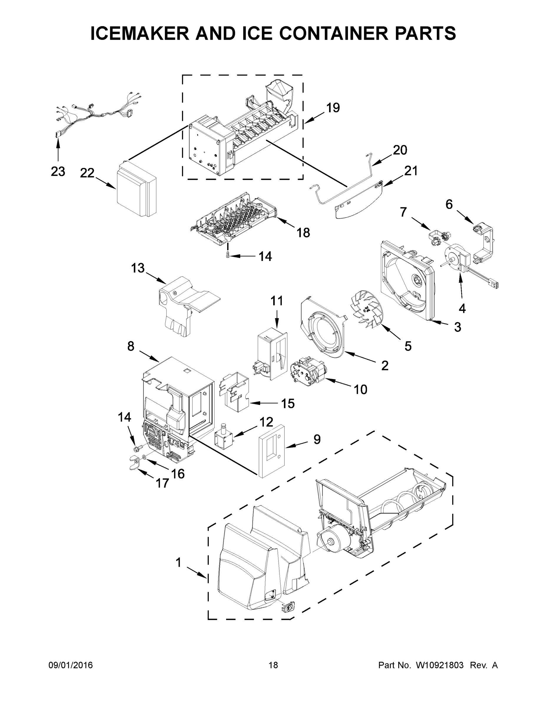 10 - ICEMAKER AND ICE CONTAINER PARTS