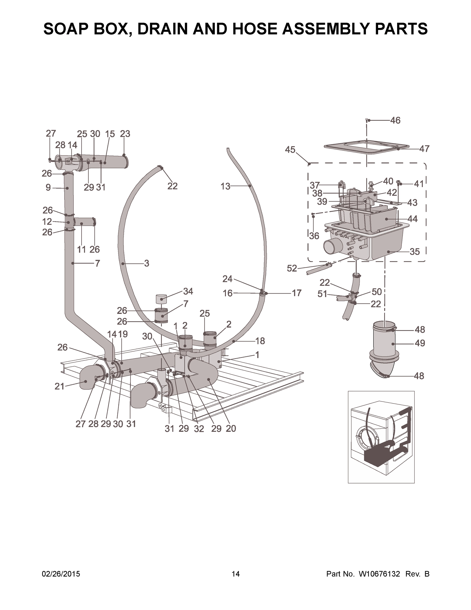 08 - SOAP BOX, DRAIN AND HOSE ASSEMBLY PARTS