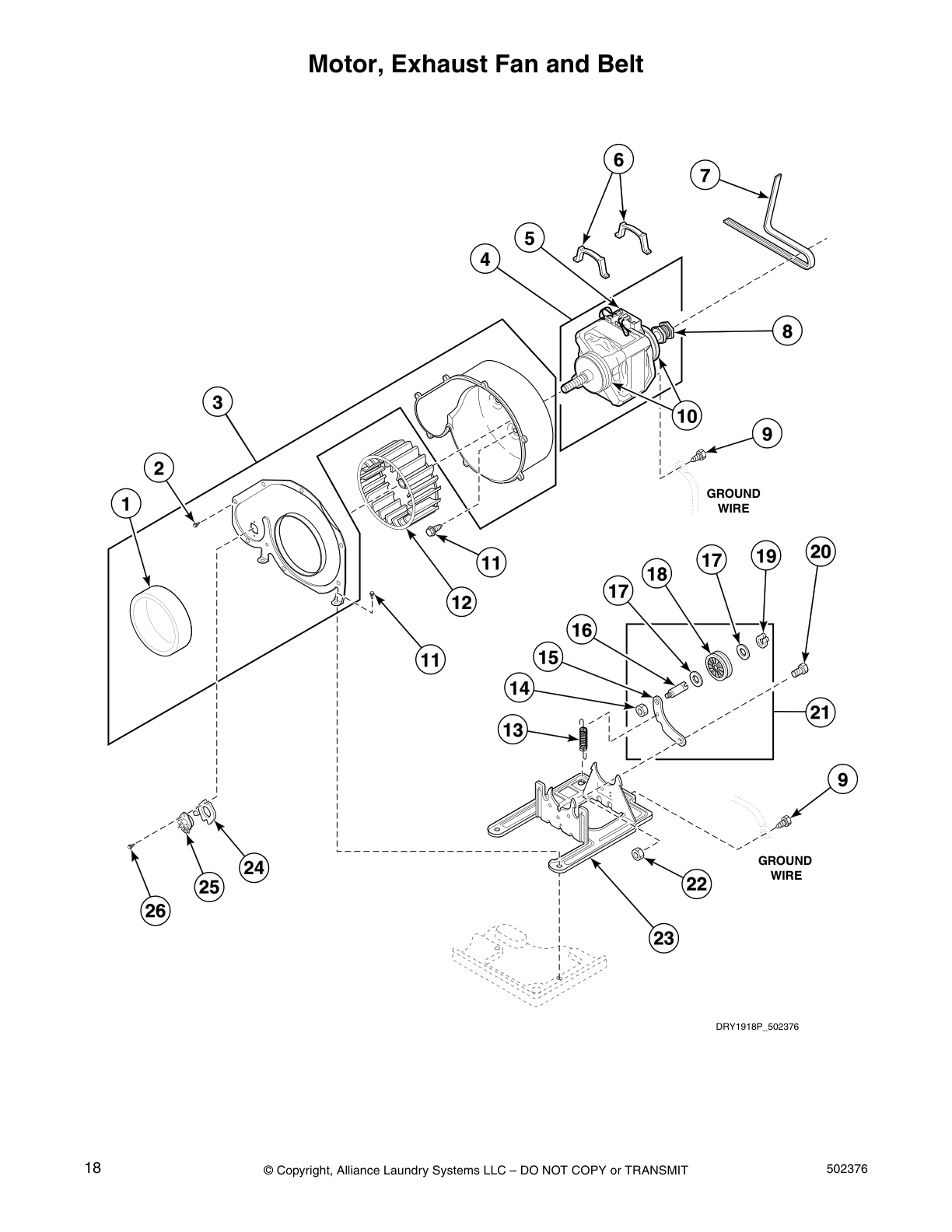 Motor, Exhaust Fan and Belt