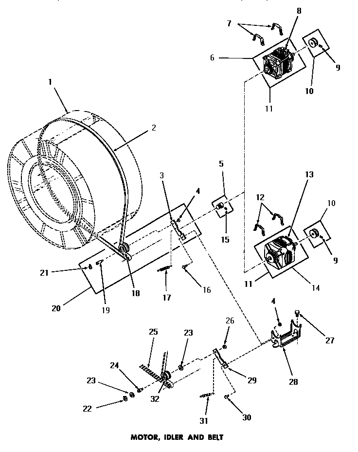16 - MOTOR, IDLER & BELT
