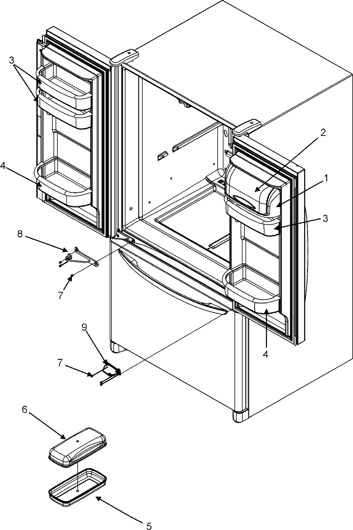 12 - REF DR STORAGE & CENTER HINGES