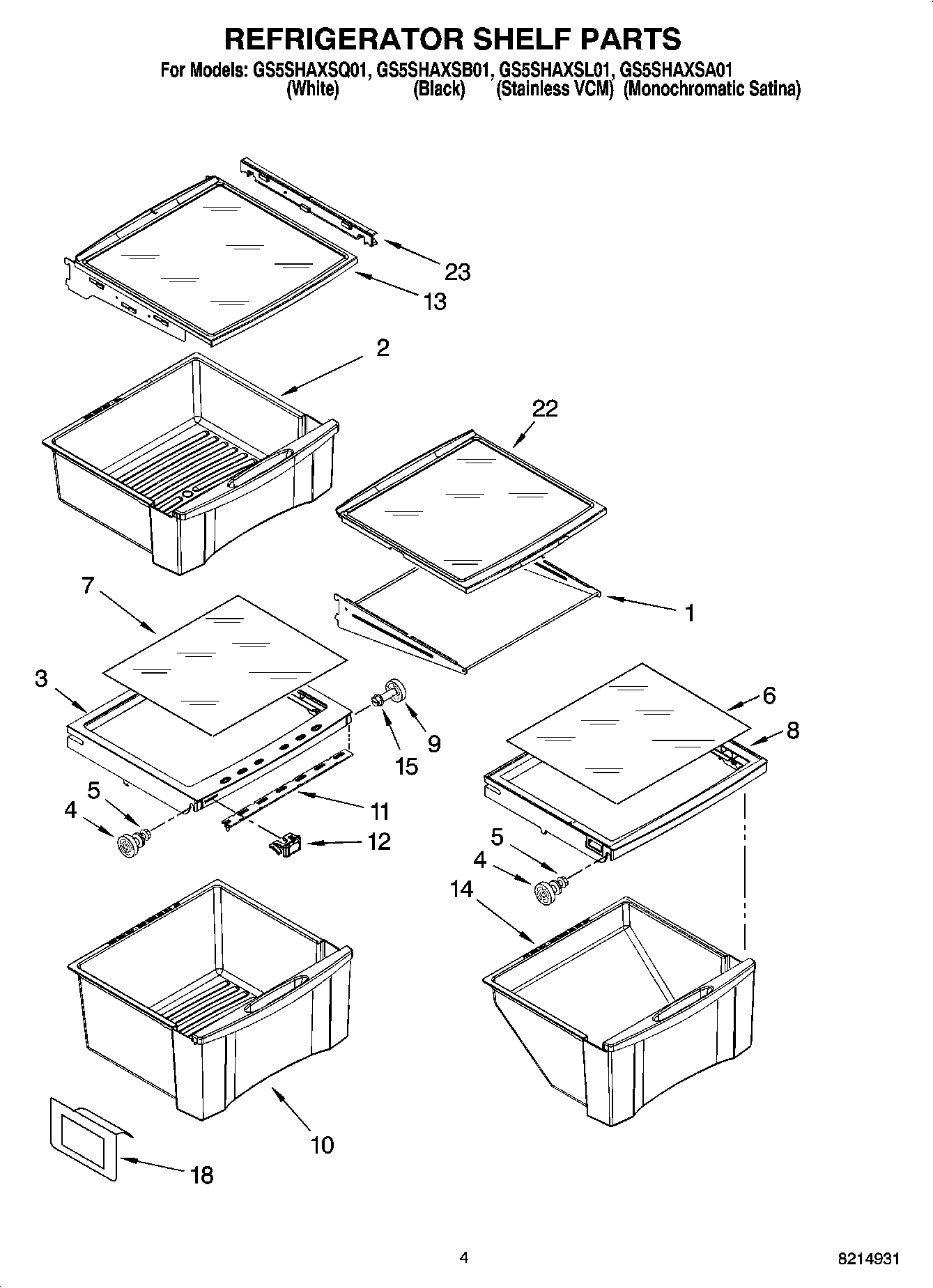 03 - REFRIGERATOR SHELF PARTS