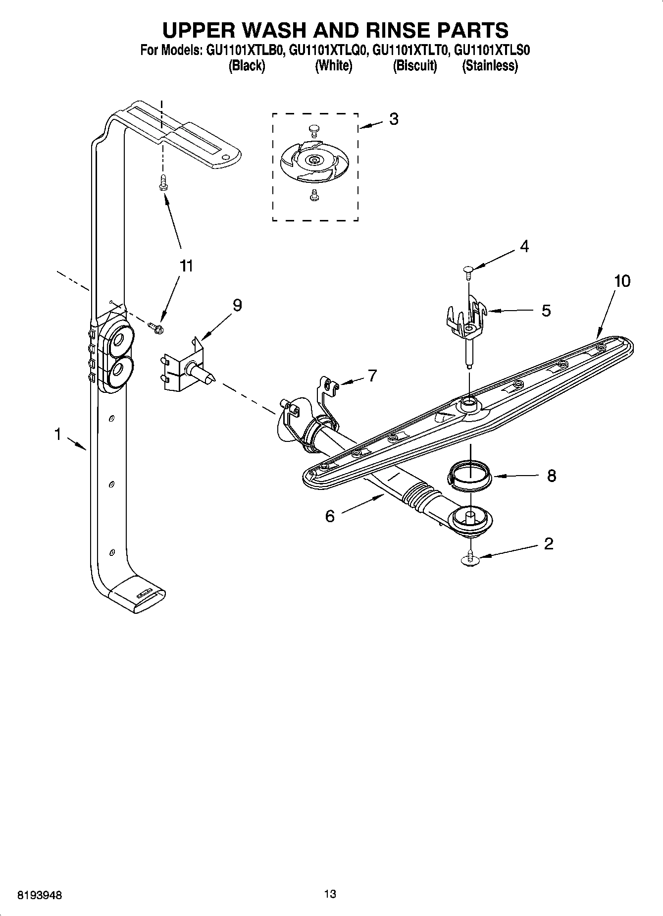 10 - UPPER WASH AND RINSE PARTS