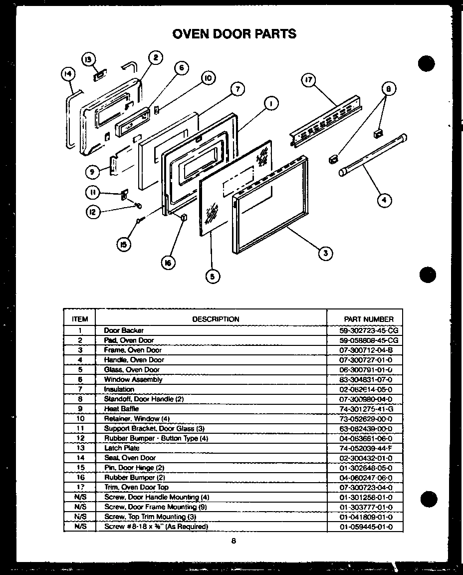 08 - OVEN DOOR PARTS