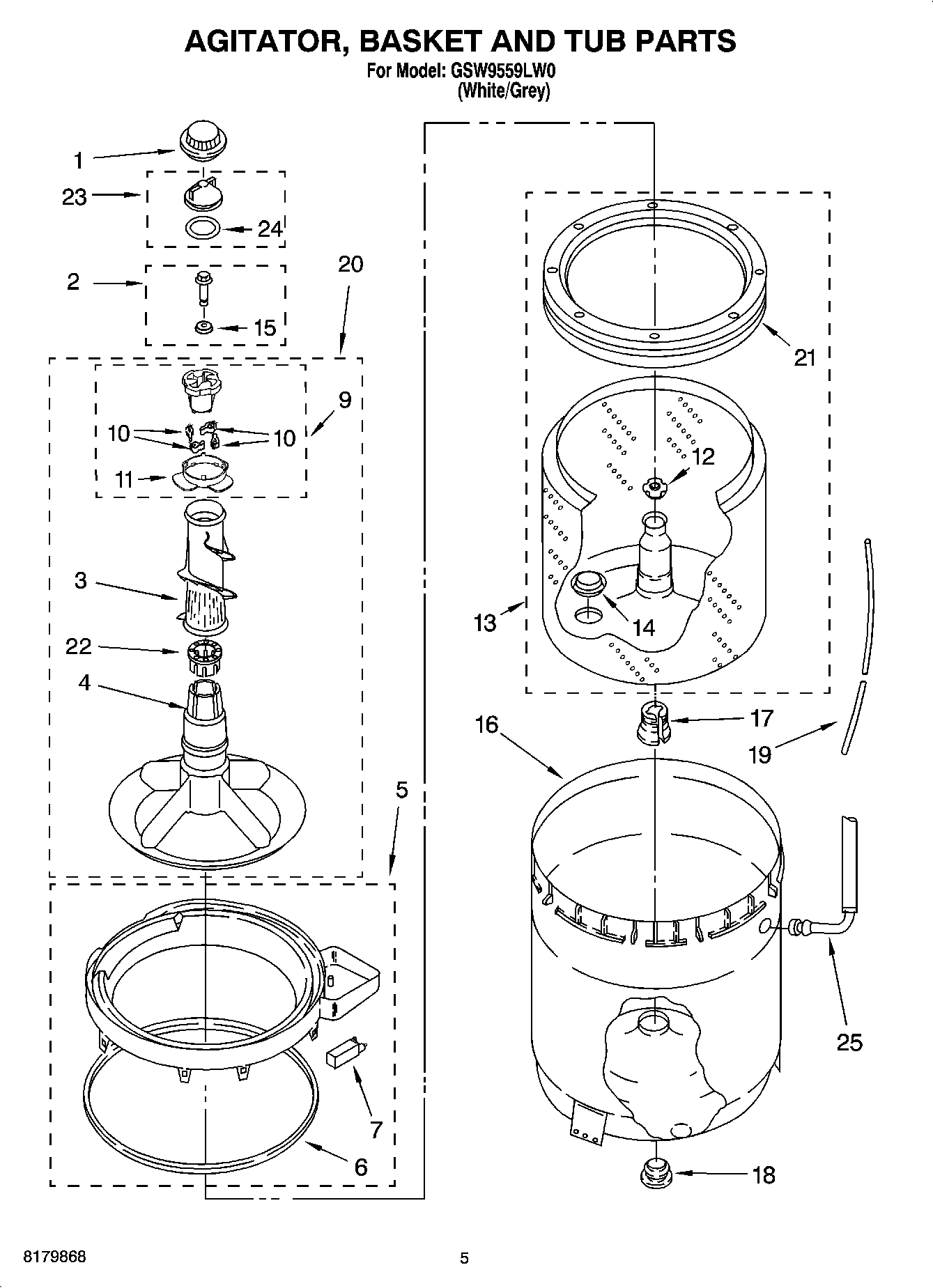 03 - AGITATOR, BASKET AND TUB PARTS