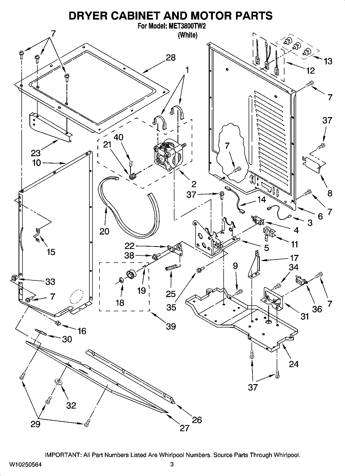 03 - DRYER CABINET AND MOTOR PARTS