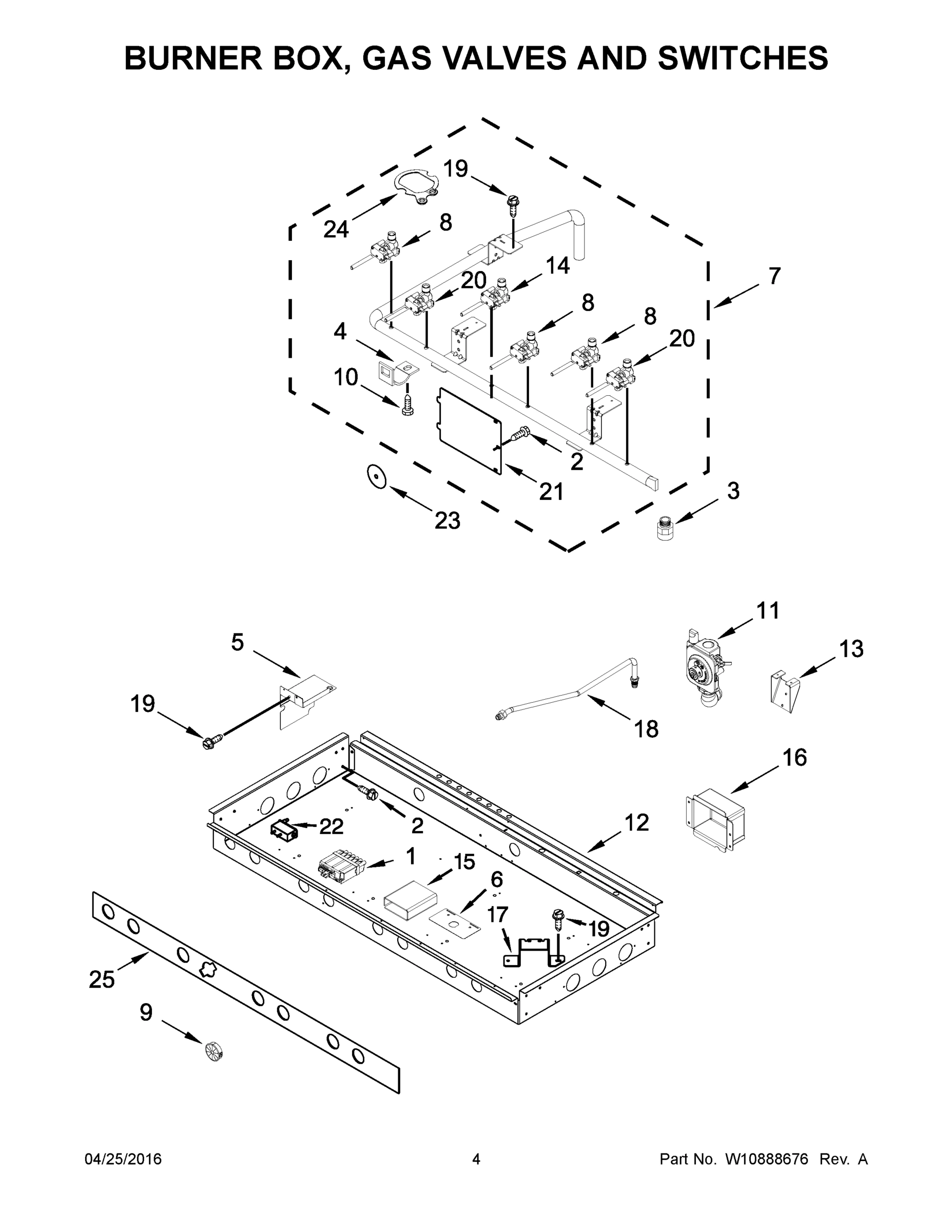 03 - BURNER BOX, GAS VALVES AND SWITCHES