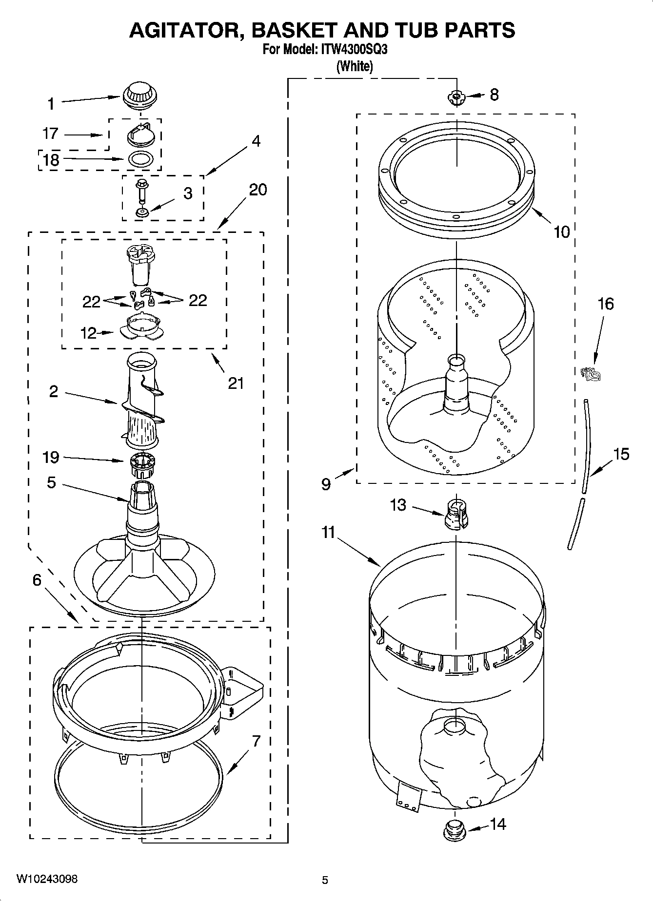 03 - AGITATOR, BASKET AND TUB PARTS
