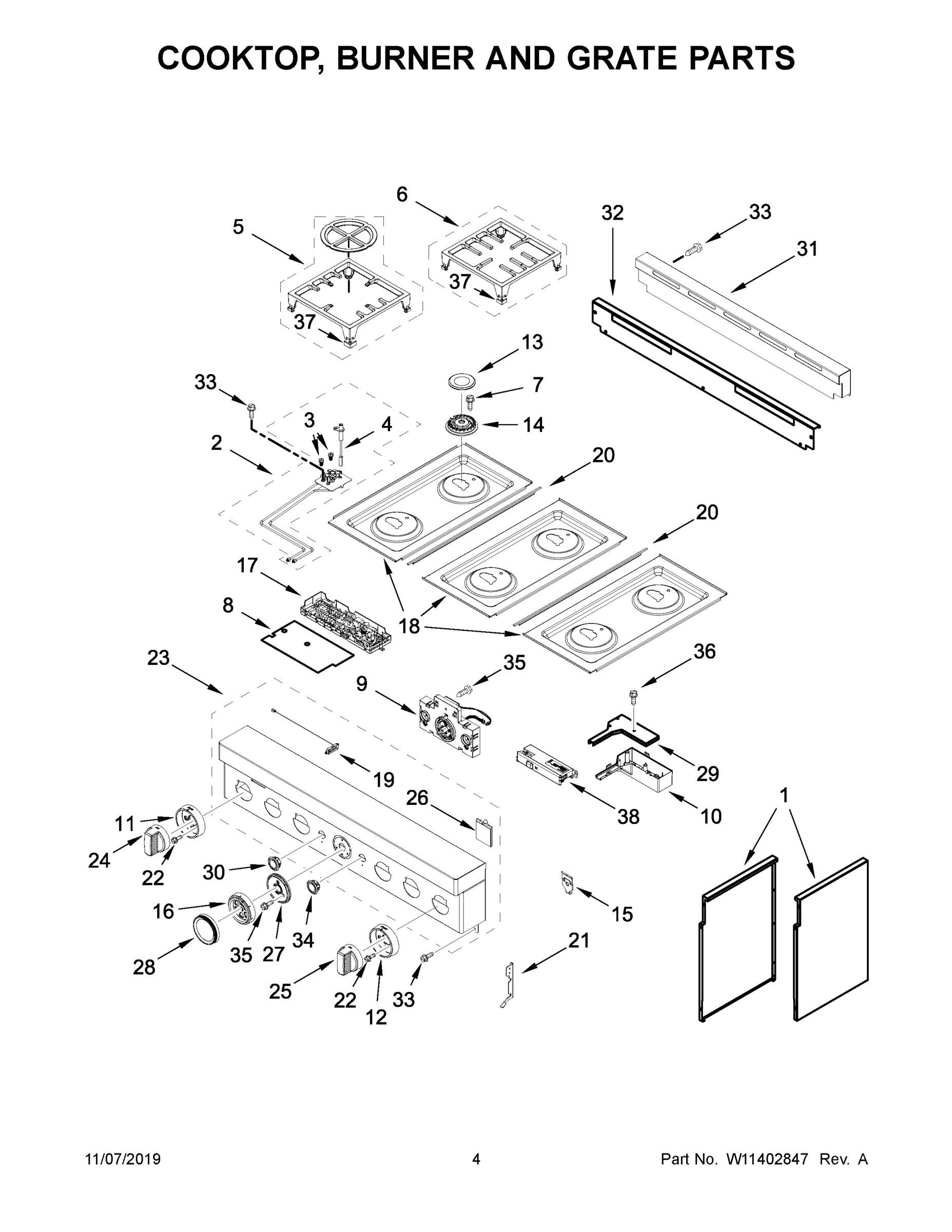 03 - COOKTOP, BURNER AND GRATE PARTS
