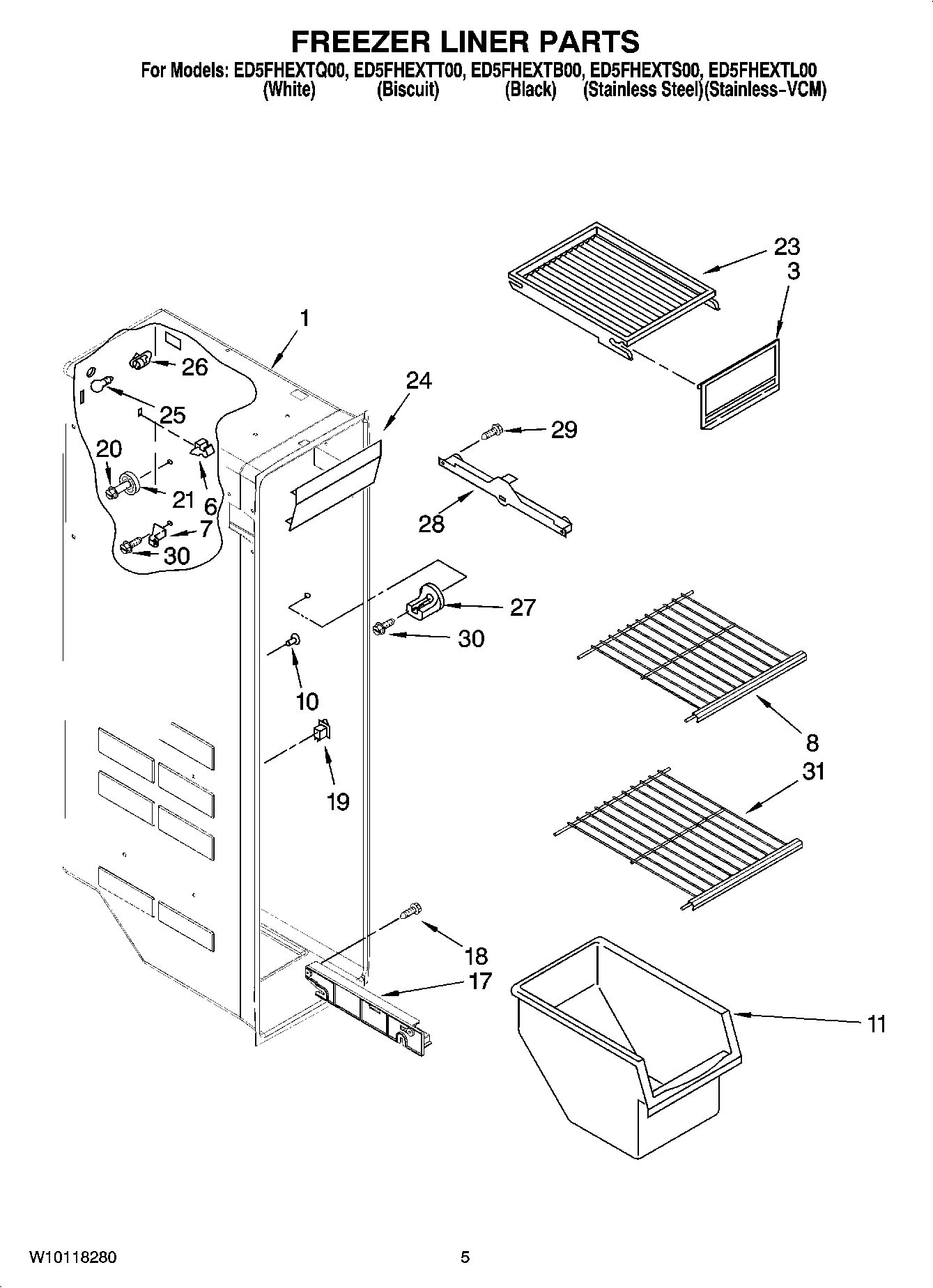 04 - FREEZER LINER PARTS