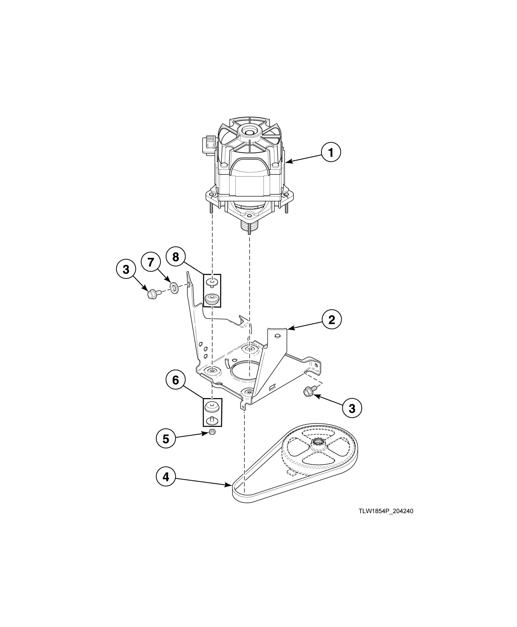 Motor, Mounting Bracket and Belt