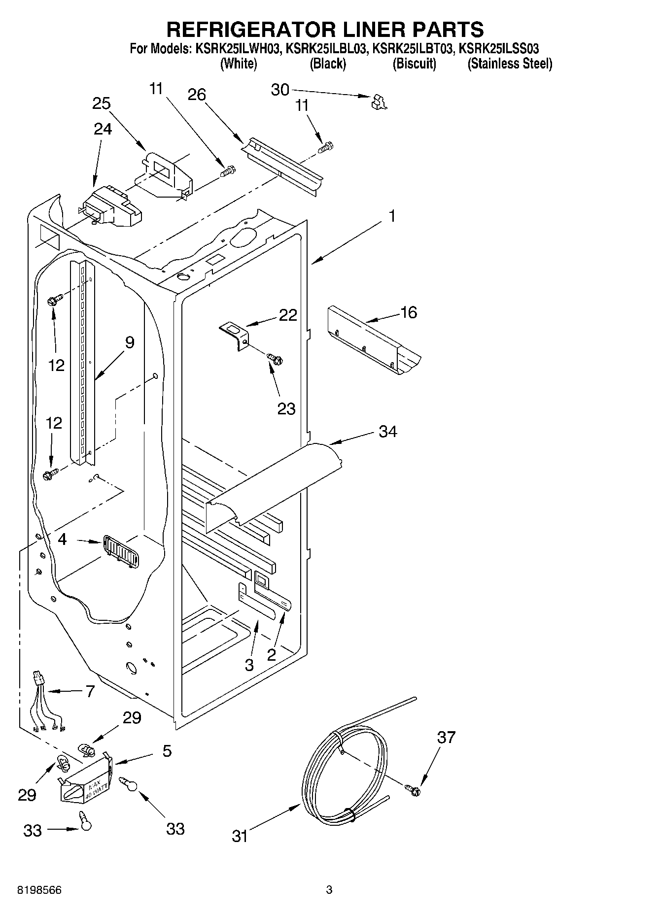 02 - REFRIGERATOR LINER PARTS