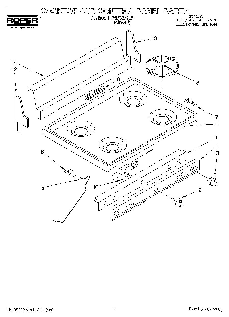 01 - COOKTOP AND CONTROL PANEL, LITERATURE