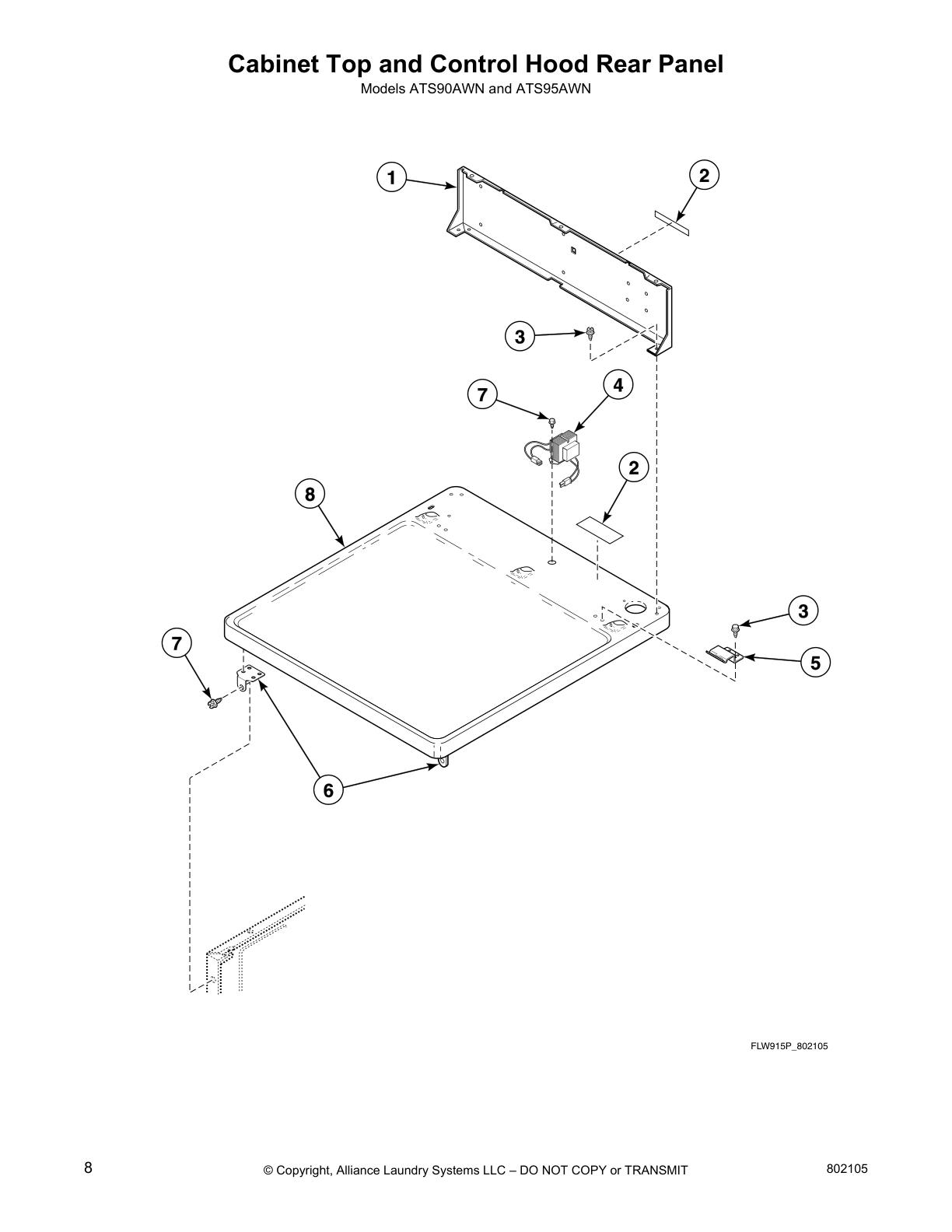 Cabinet Top and Control Hood Rear Panel