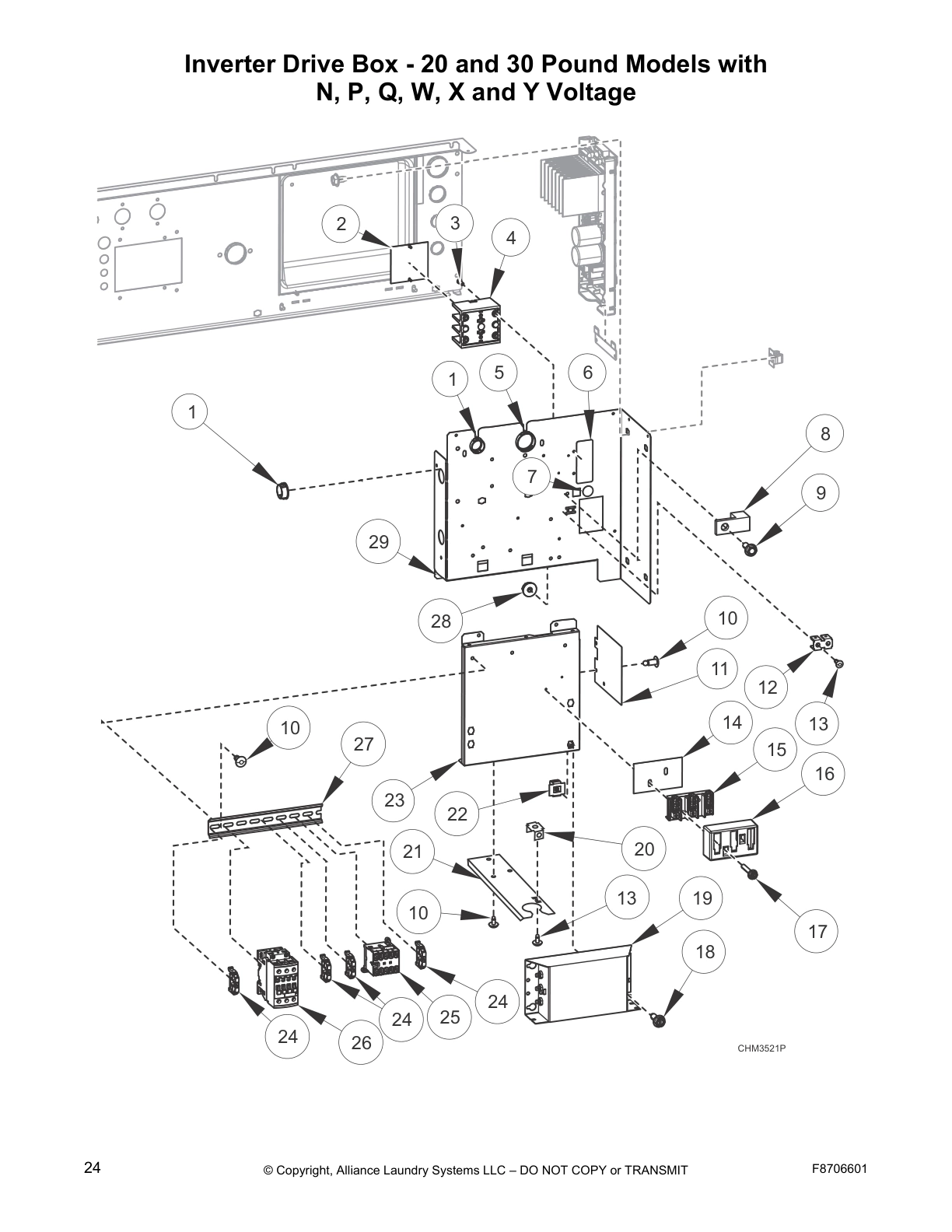 Inverter Drive Box - 20 and 30 Pound Models with
N, P, Q, W, X and Y Voltage