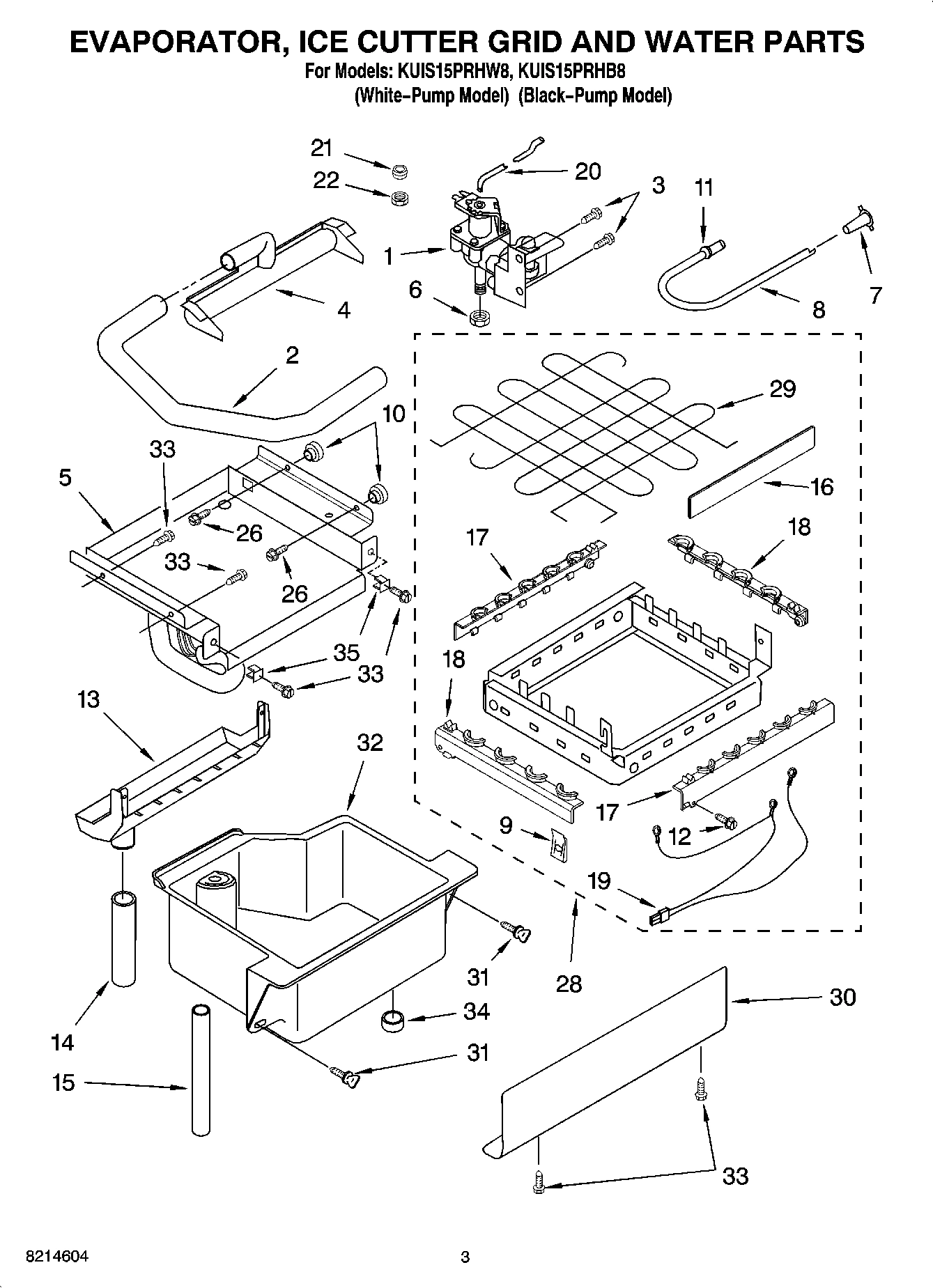 02 - EVAPORATOR, ICE CUTTER GRID AND WATER PARTS