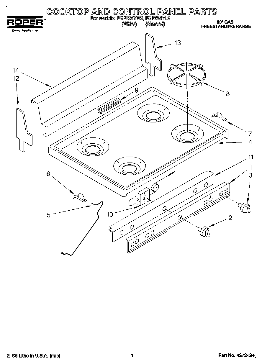 01 - COOKTOP AND CONTROL PANEL, LITERATURE