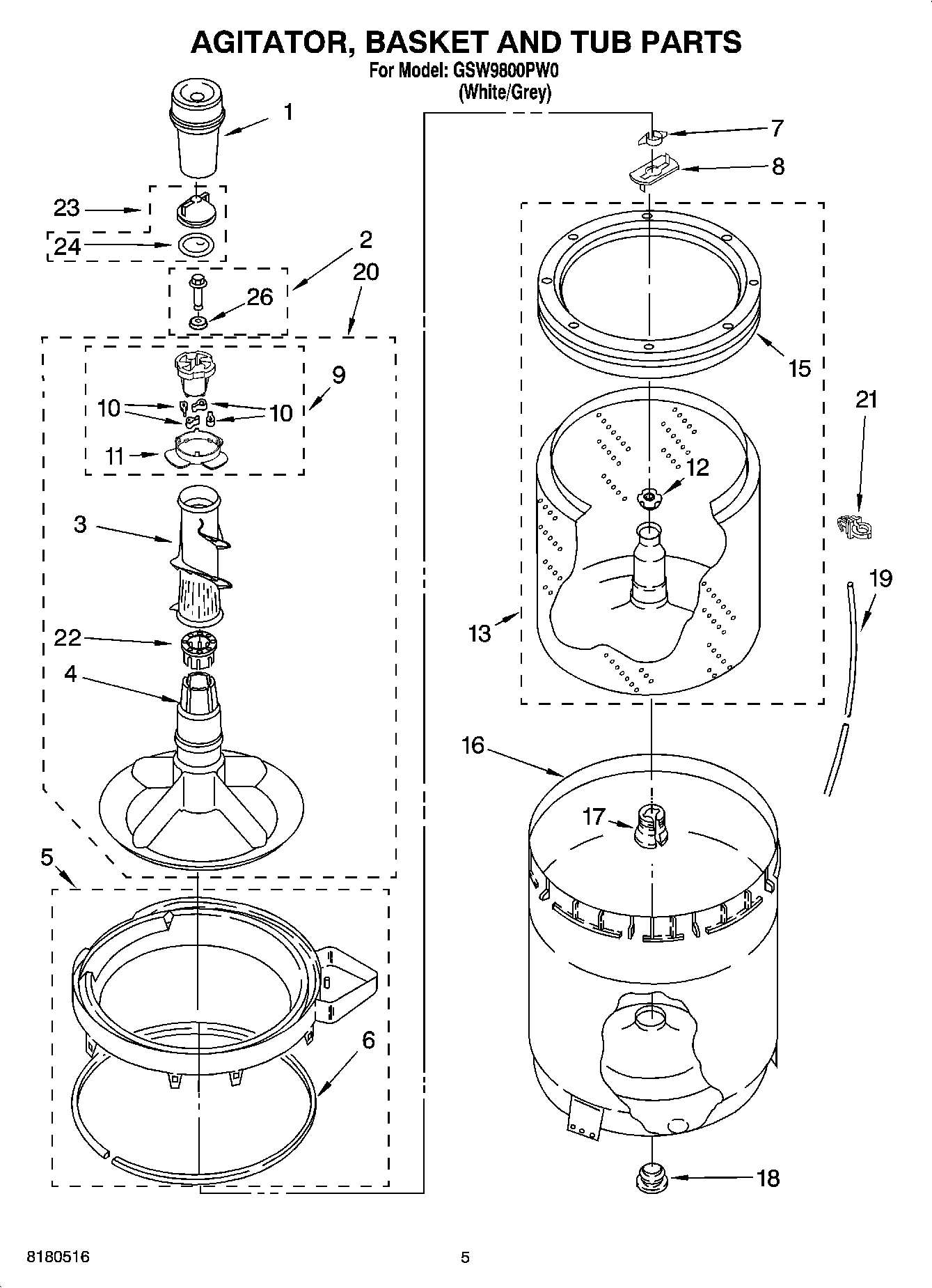 03 - AGITATOR, BASKET AND TUB PARTS