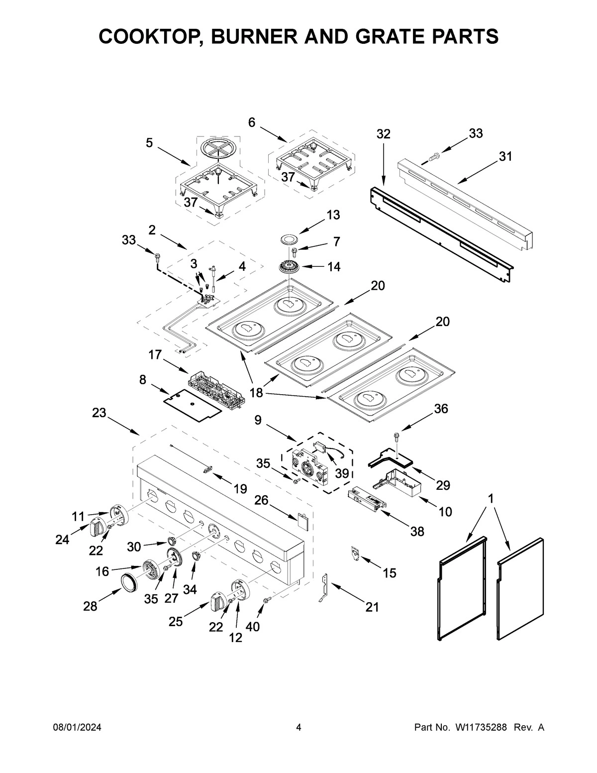 03 - COOKTOP, BURNER AND GRATE PARTS