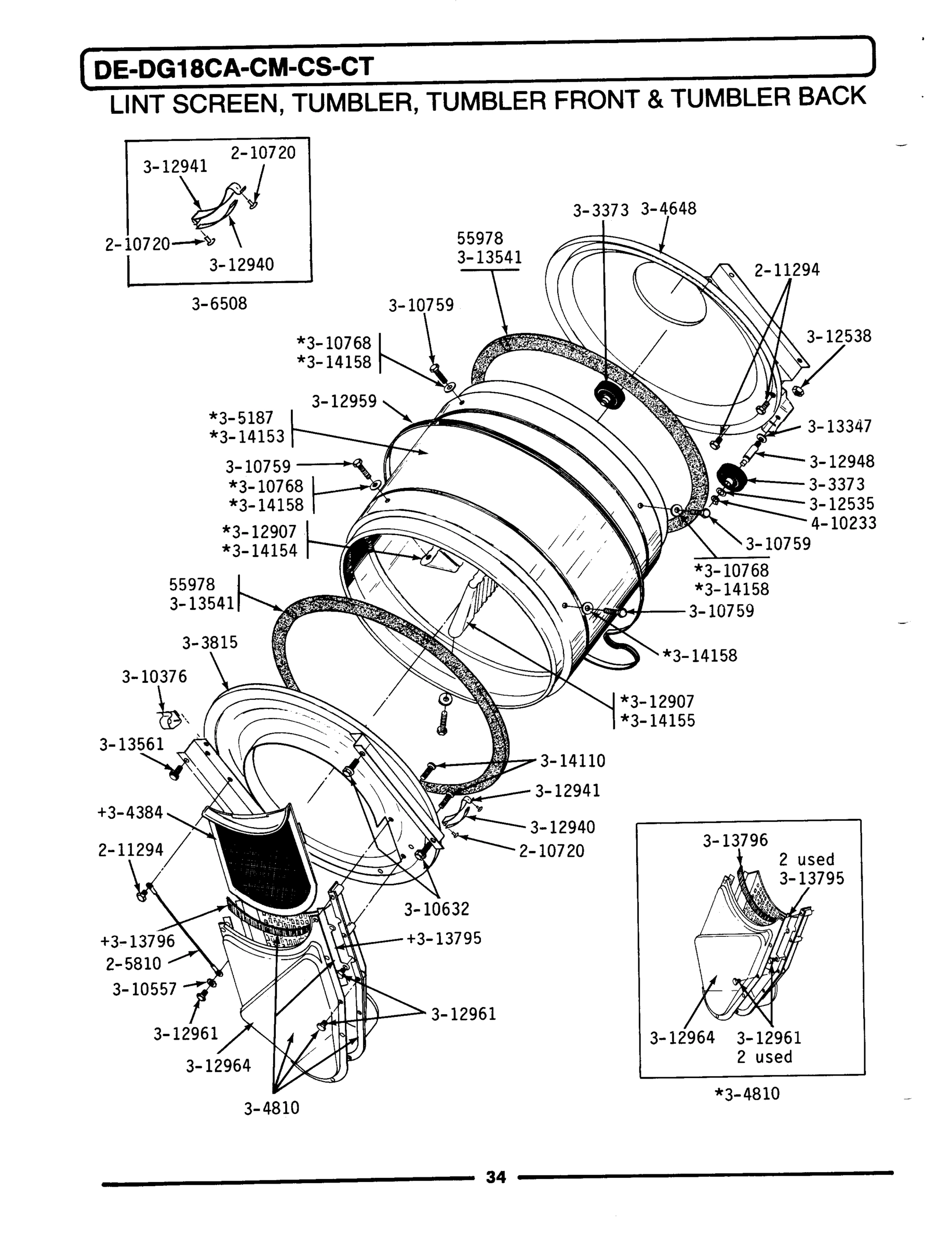 12 - LINT SCREEN, TUMBLER (FRONT & BACK)