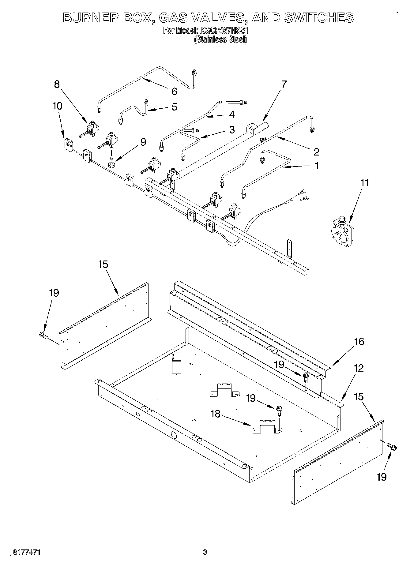 02 - BURNER BOX, GAS VALVES, SWITCHES
