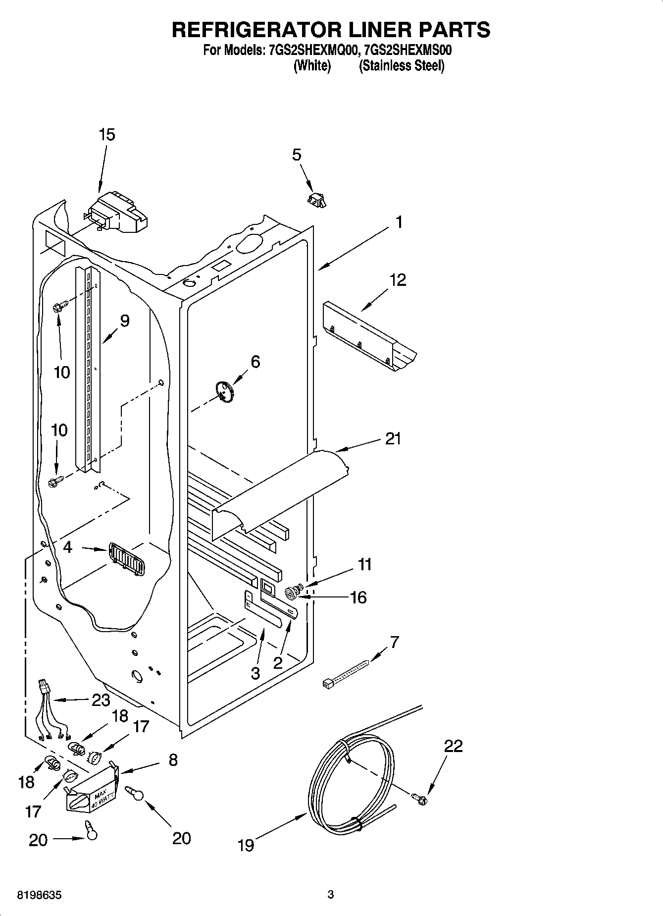 02 - REFRIGERATOR LINER PARTS