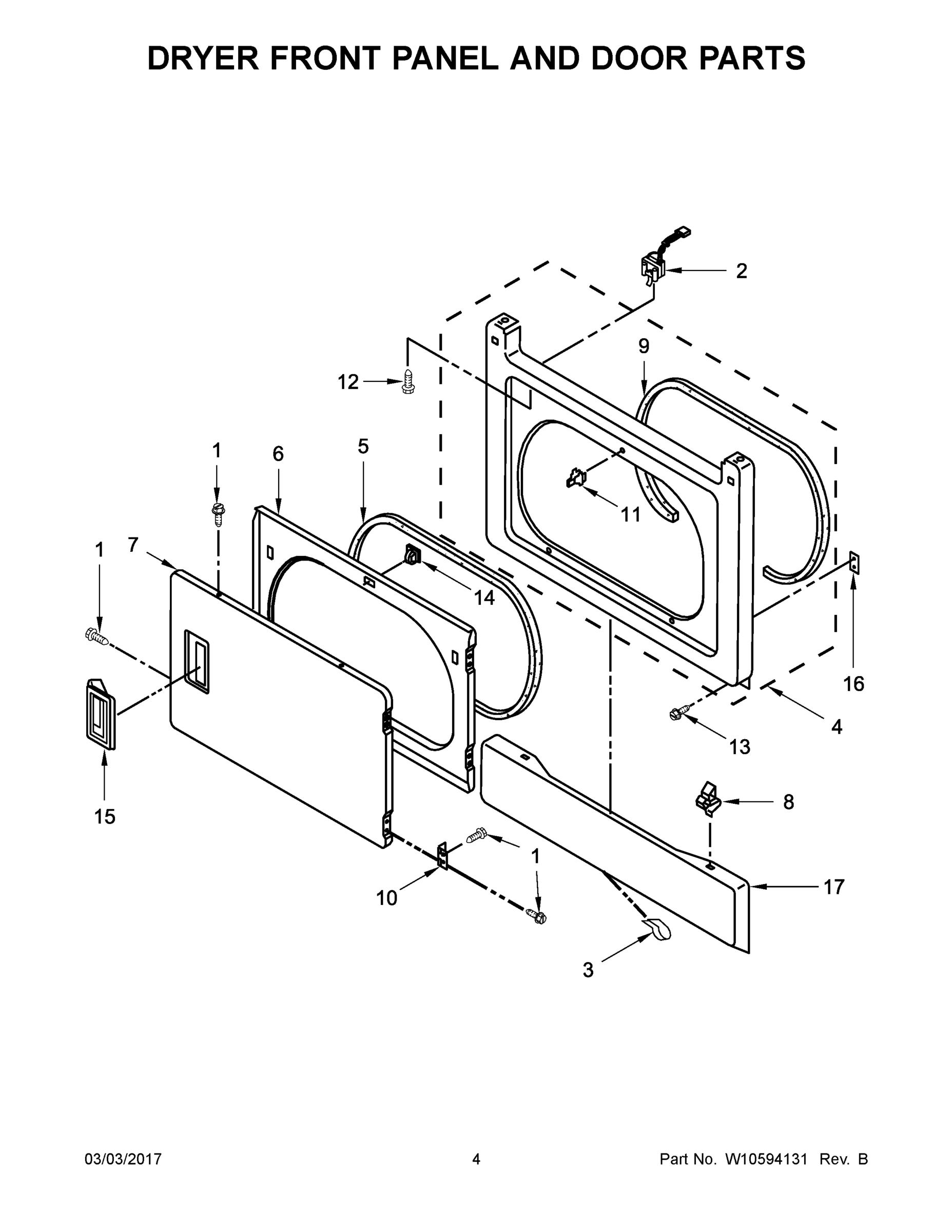 03 - DRYER FRONT PANEL AND DOOR PARTS