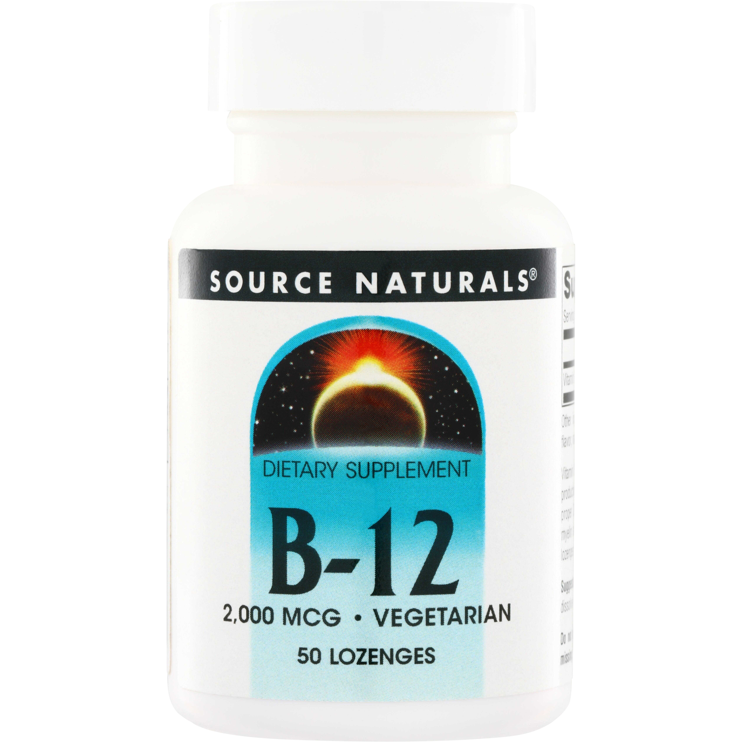Source Naturals B-12 Sublingual Vitamin | 2000 mcg | 50 Loz