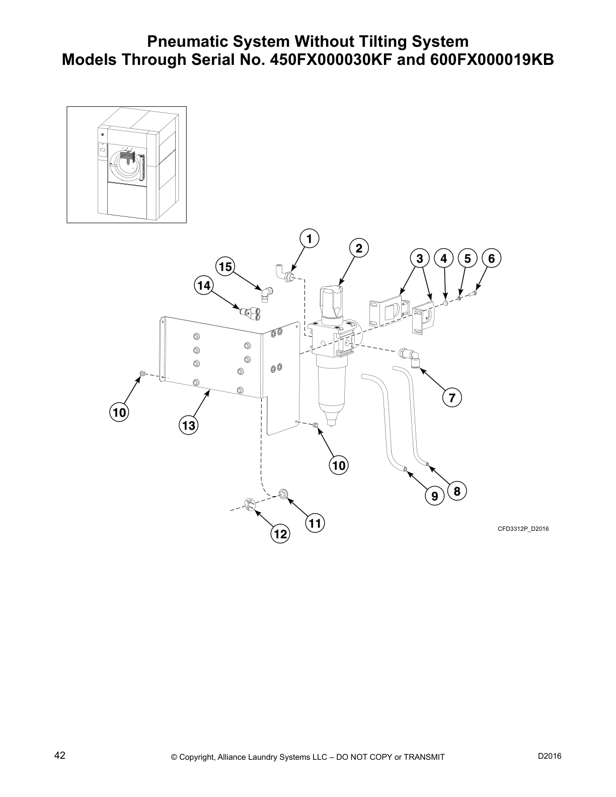 Pneumatic System Without Tilting System
Models Through Serial No. 450FX000030KF and 600FX000019KB