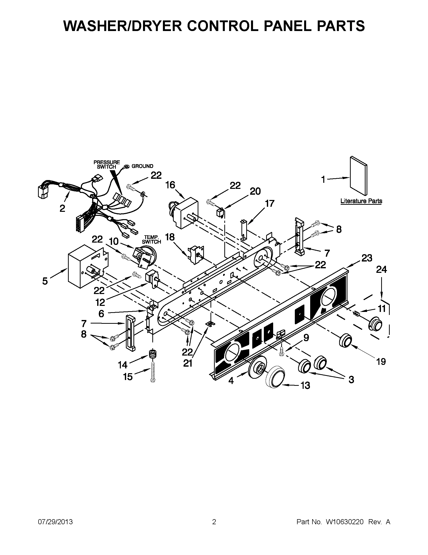 01 - WASHER/DRYER CONTROL PANEL PARTS