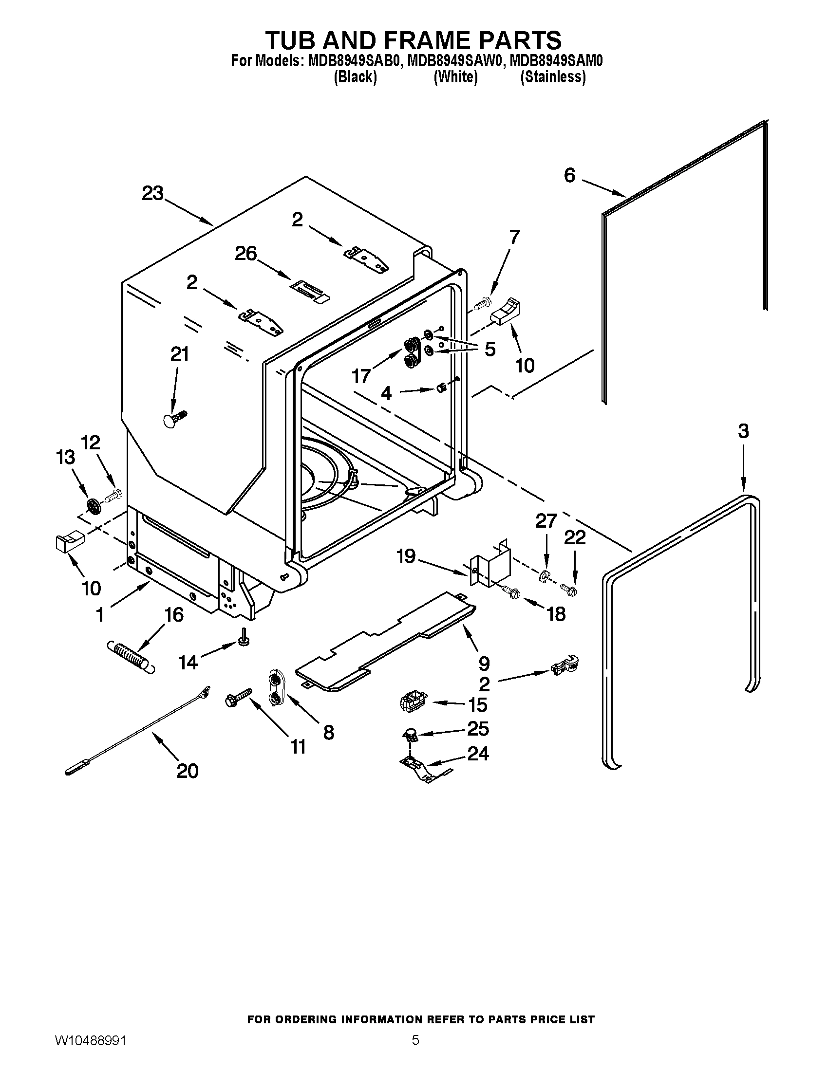 05 - TUB AND FRAME PARTS