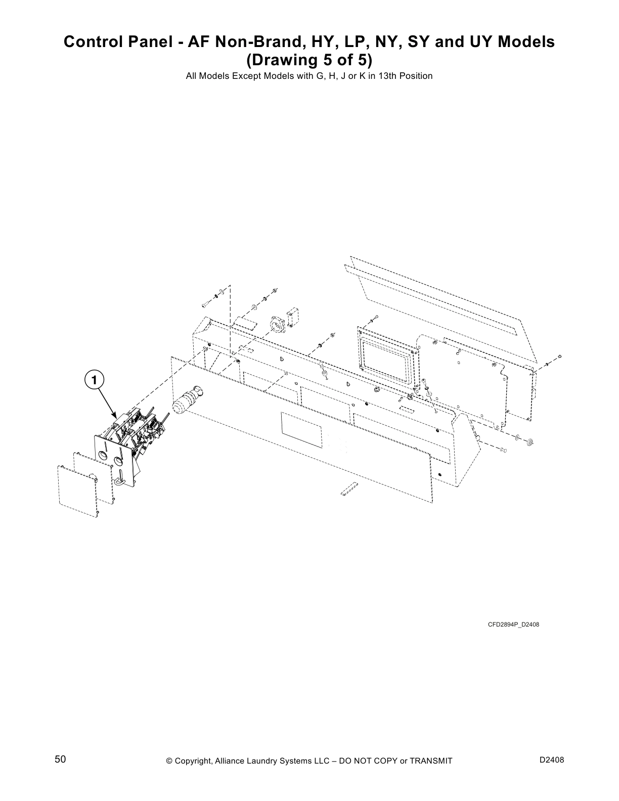 Control Panel - AF Non-Brand, HY, LP, NY, SY and UY Models
(Drawing 5 of 5)