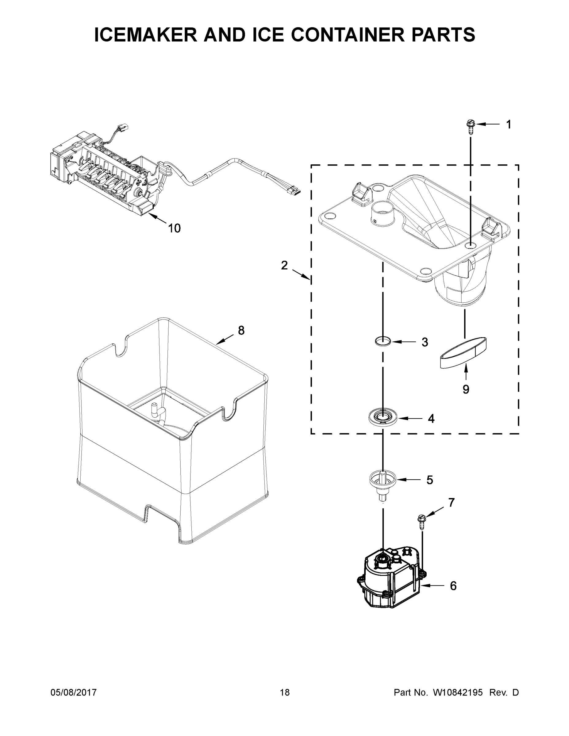 10 - ICEMAKER AND ICE CONTAINER PARTS