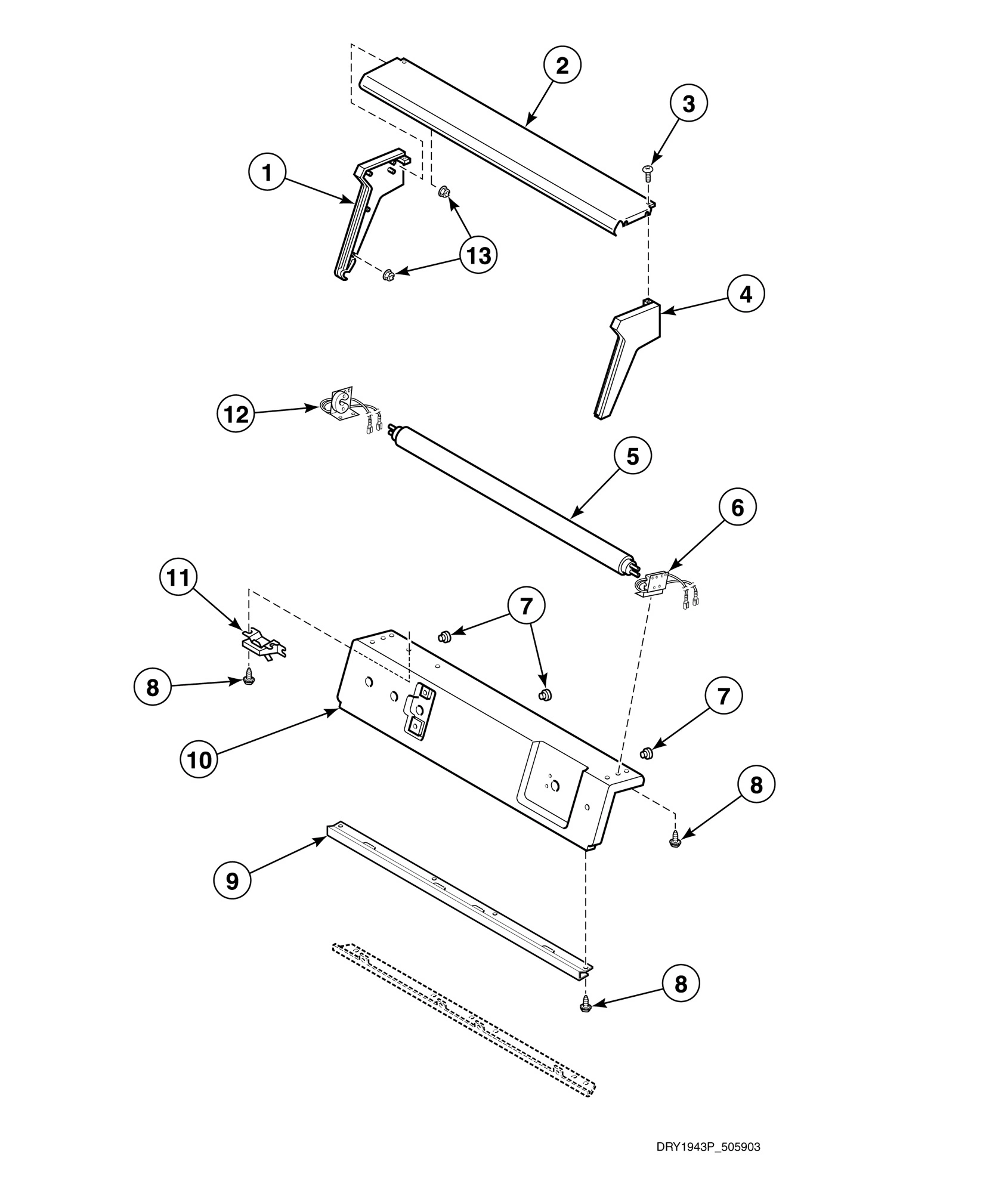 Control Hood Top, Ends, Panel Support Plate and Fluorescent Tube
