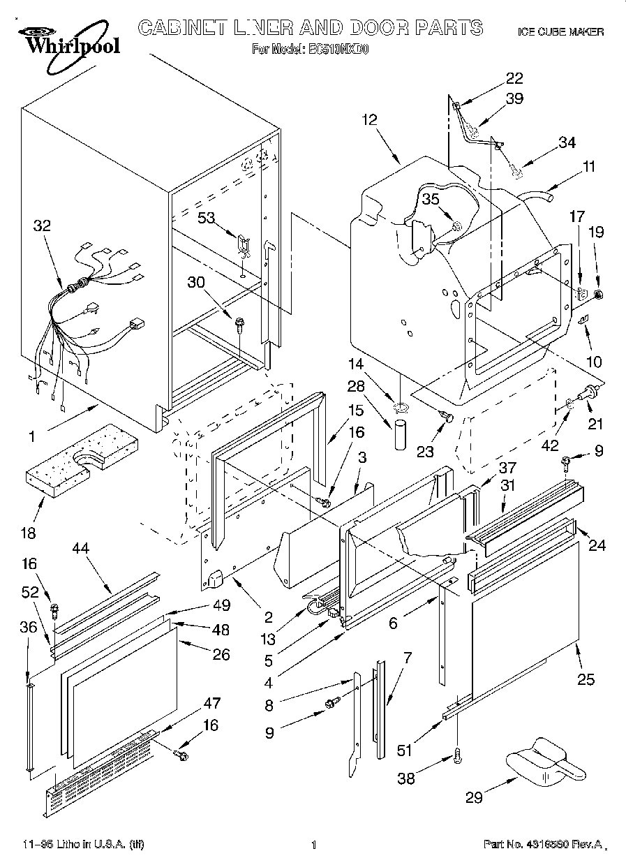 01 - CABINET LINER AND DOOR, LIT/OPTIONAL