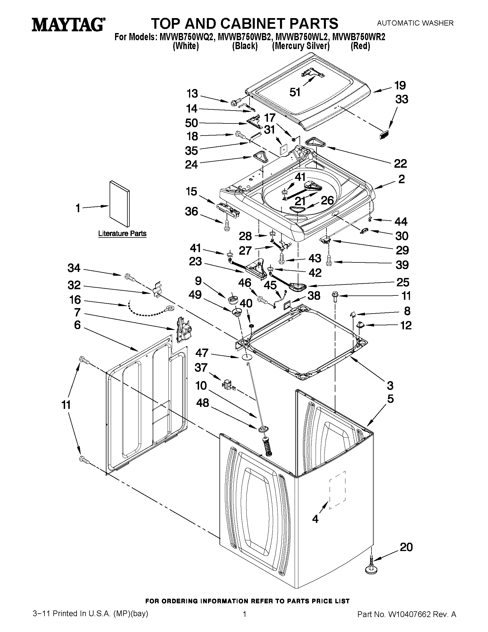 01 - TOP AND CABINET PARTS