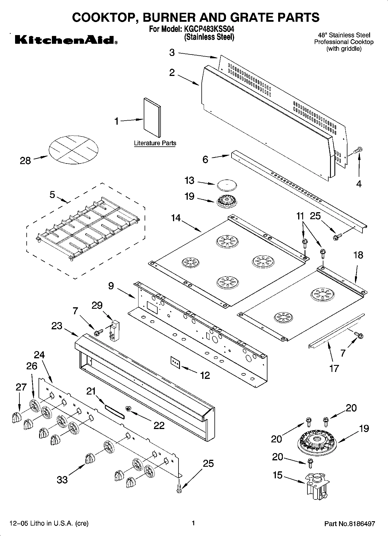 01 - COOKTOP, BURNER AND GRATE PARTS