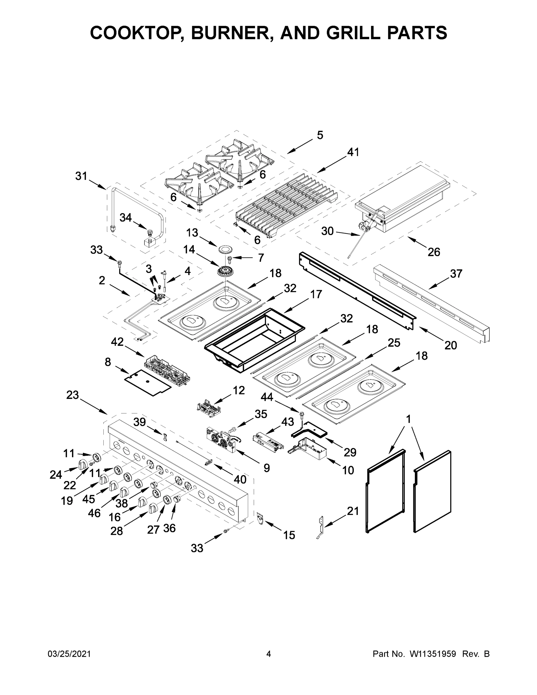 03 - COOKTOP, BURNER, AND GRILL PARTS