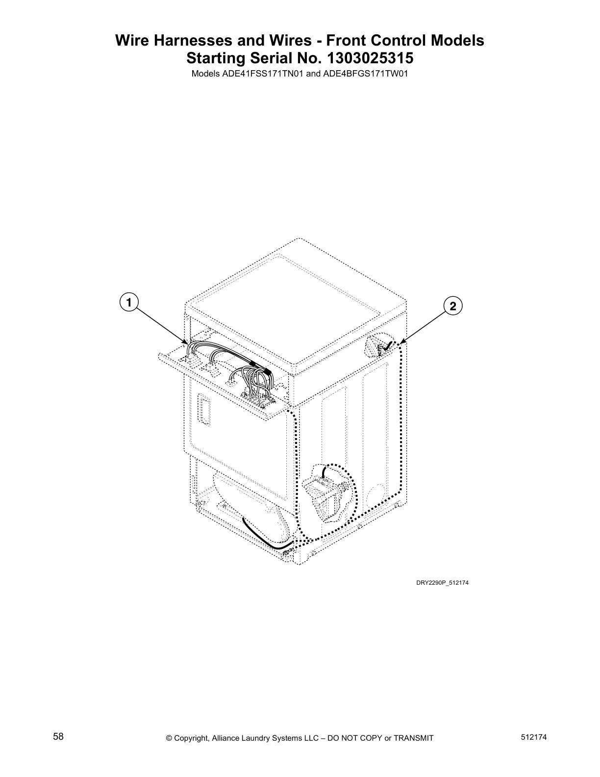 Wire Harnesses and Wires - Front Control Models
Starting Serial No. 1303025315